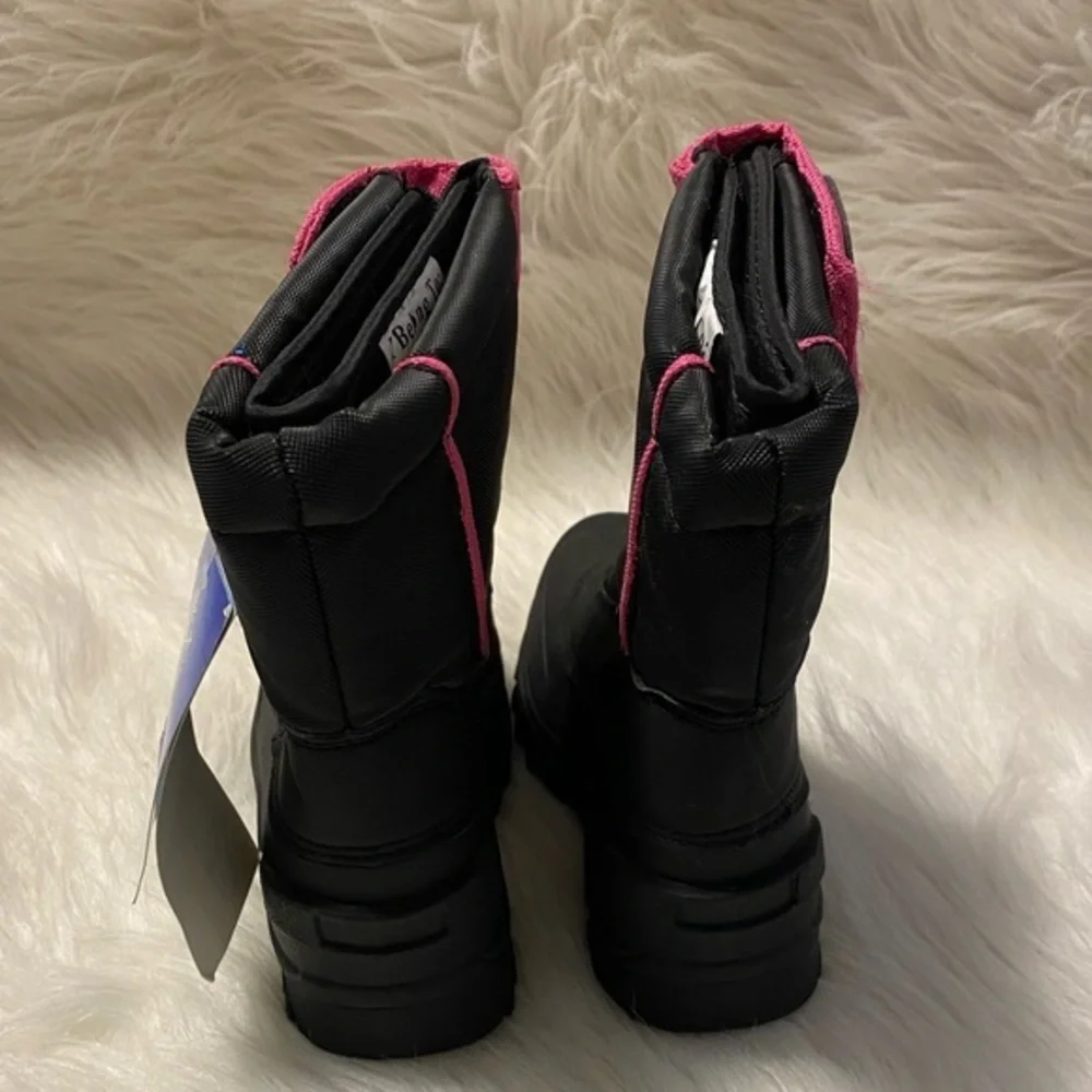 Cold Front Tech Wear Snow Boots‎ Girls Size 9 Winter Pull On Pink Black